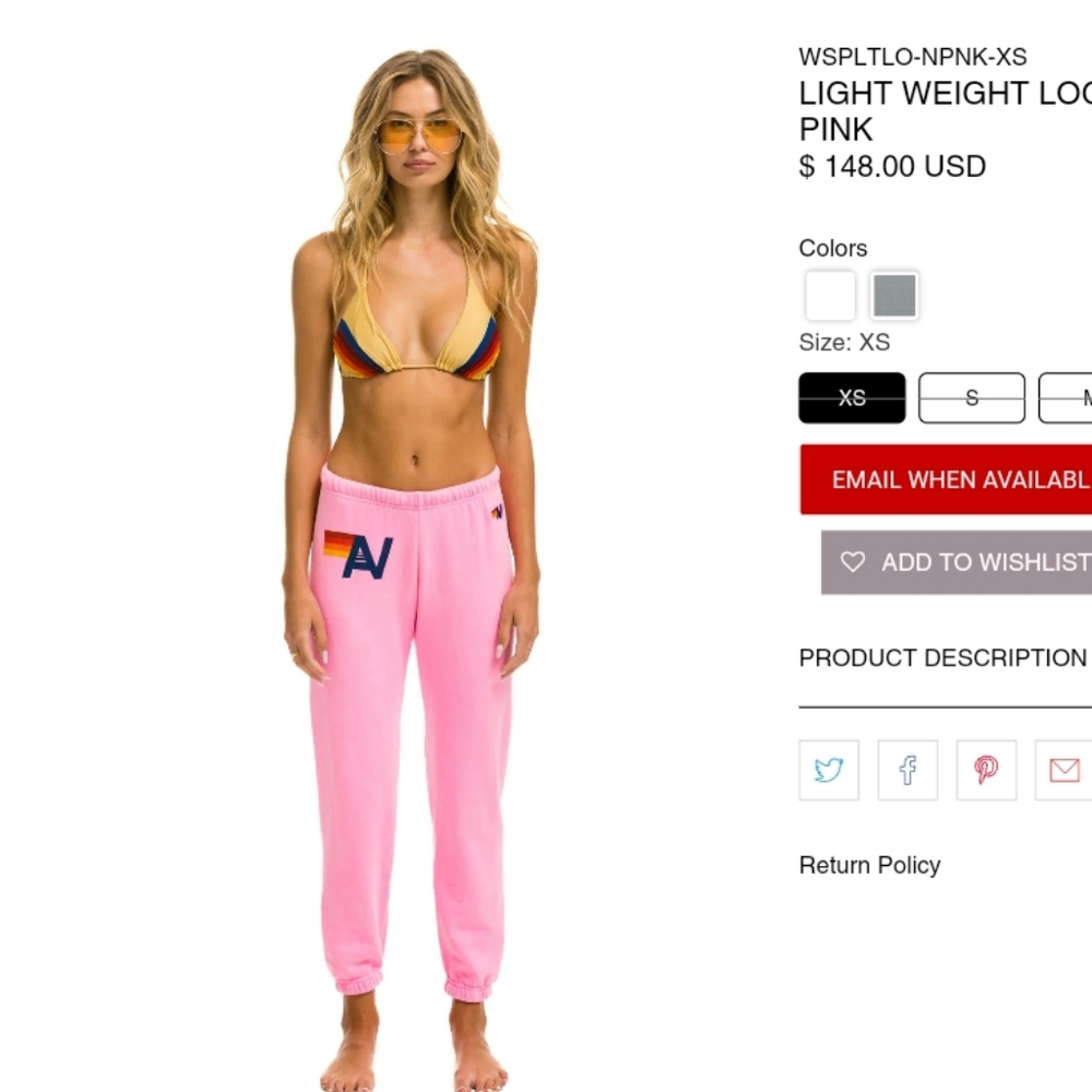 Aviator nation sweatpants light weight logo small pink